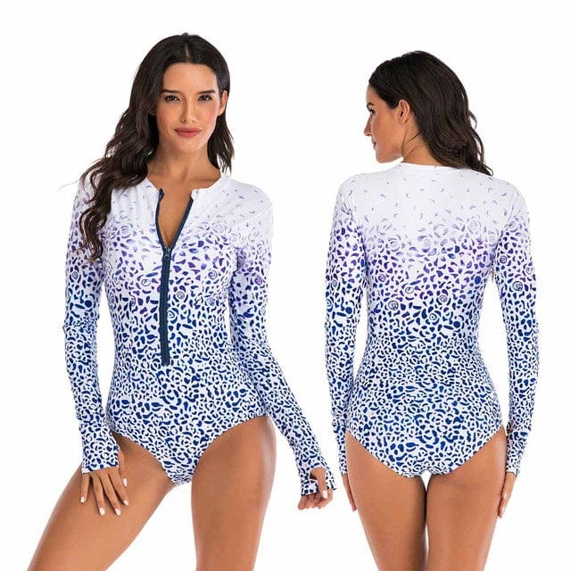 LYSEACIA Fashion Polka Dots Sports Swimsuit for Women Zipper Long Sleeve  One Piece Swimwear Female Snorkeling Surfing Swimming Clothes Playsuit  Rashguards M-3XL