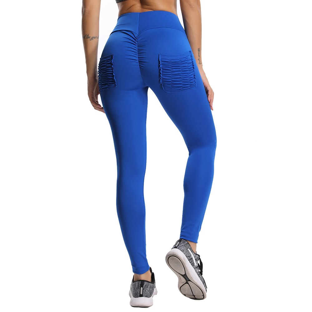 Quick-drying yoga pants, high-waisted buttocks, tight-fitting sports pants,  pocket peach hips, nude fitness pants, women 