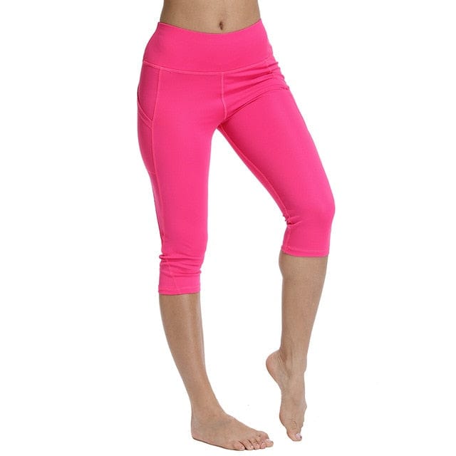Womens 3/4 Yoga Capri Pants Ladies Cropped Pilates Gym Fitness Sports  Leggings