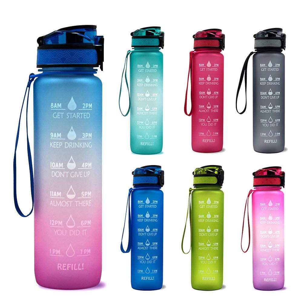 2L Large Capacity Water Bottle With Bounce Cover Time Scale Reminder For  Sports